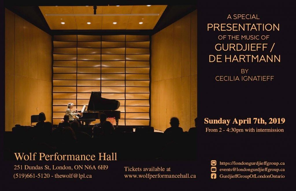 A Special Presentation of the music of Gurdjieff / De Hartmann by Cecilia Ignatieff